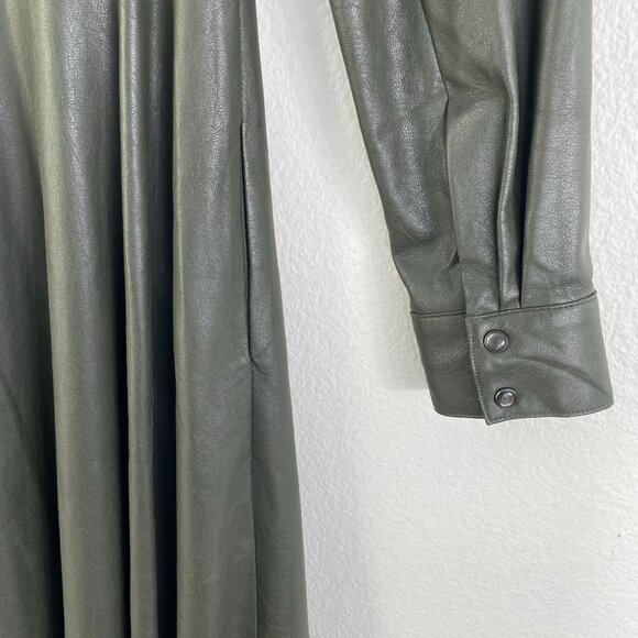 BCBGMAXAZRIA Womens Small Beatryce Faux Leather Shirt Dress Asymmetric Hem - Picture 14 of 14